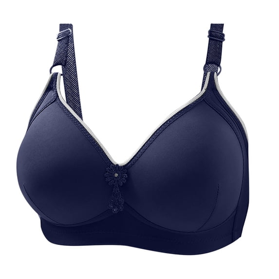 Bras for Women,Smooth Gathered Seamless Bra with Adjustable Three-Hook Back and Side Support for Comfortable All-Day Wear,Sports Bras for Women,Blue,40
