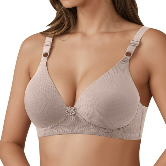 Bras for Women,Soft Breathable Wireless T-Shirt Bra For Everyday Comfort With Lightweight Support And Full Side Coverage,Sports Bras for Women,Light Gray,42
