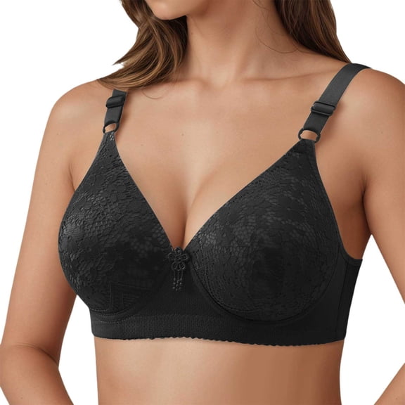 Bras for Women,Soft Wireless Comfort Bra Seamless Support Everyday Wear Lightweight Breathable T-Shirt Bra With Wide Comfort Band For Women,Sports Bras for Women,Black,42