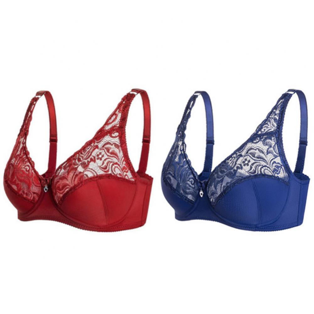 Women's Full Coverage Bra Lace Floral Wirefree No Padded Bras Big