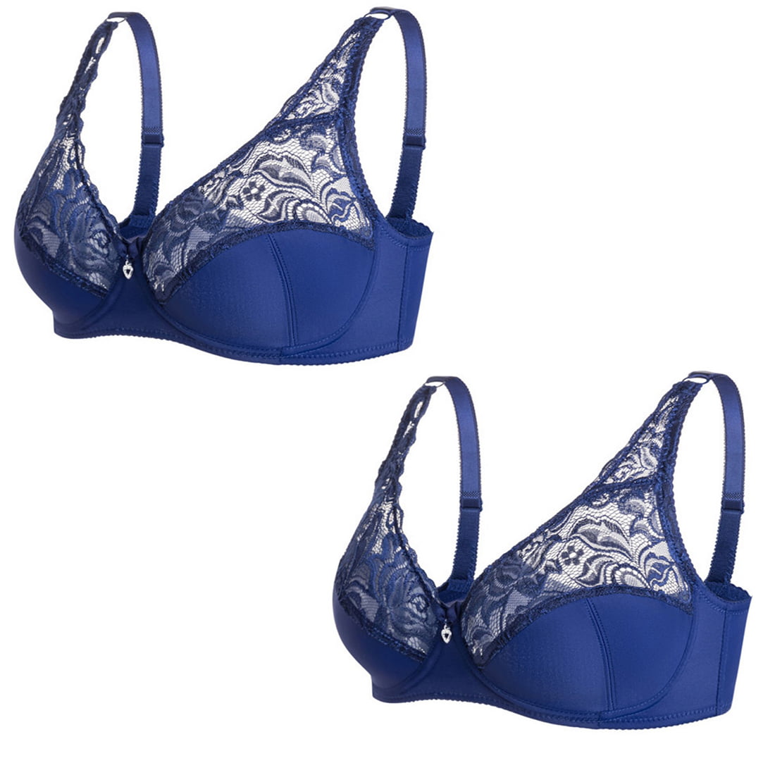 Bras for Women Support and Lift Big Breast - Embroidery Floral Lace 3/4  Cups Non-Padded Plus Size Push up Full-Coverage Wirefree Bra,for Everyday