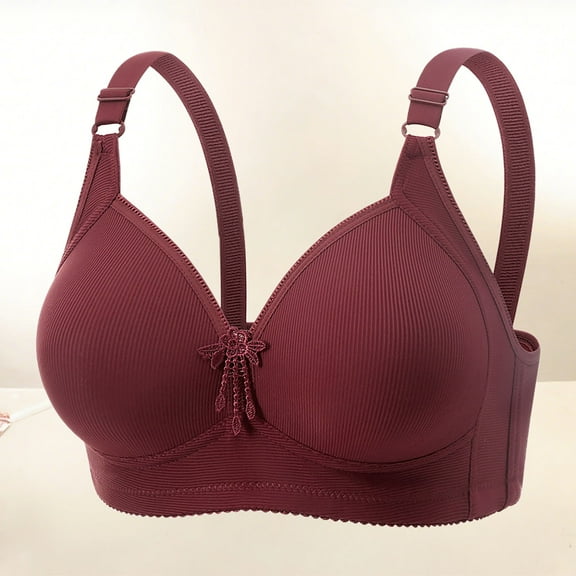 Bras for Women Supportive Wireless Push Up Bra Full Coverage Non Steel Hoop Gathered Middle Button Breastfeeding Breathable Elastic Underwear Daily Bra