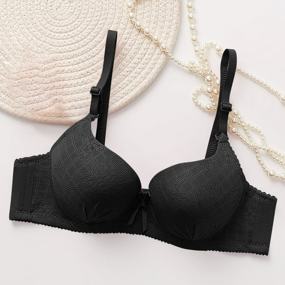 Bras for Women Supportive Wireless Push Up Bra Ndbuld Women's Solid Color Backless Sexy Seamless Push-Up U-Shaped Beautiful Back Underwear Everyday Bras Black M