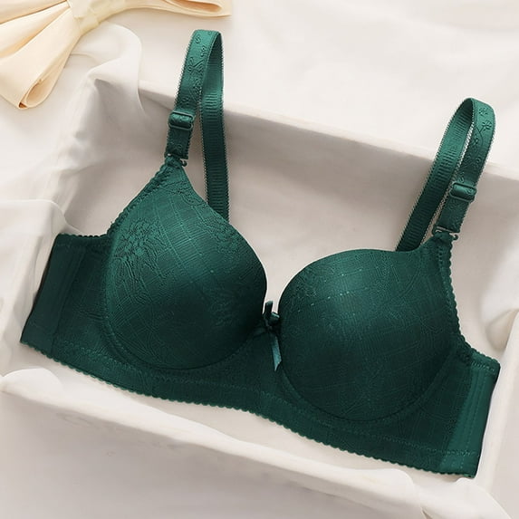 Bras for Women Supportive Wireless Push Up Bra Ndbuld Women's Solid Color Backless Sexy Seamless Push-Up U-Shaped Beautiful Back Underwear Everyday Bras Green M