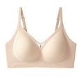 thumbnail image 1 of Bras for Women Supportive Wireless Push Up Bra Ndbuld Women's Solid Color Backless Sexy Seamless Push-Up U-Shaped Beautiful Back Underwear Everyday Bras Khaki XL, 1 of 3