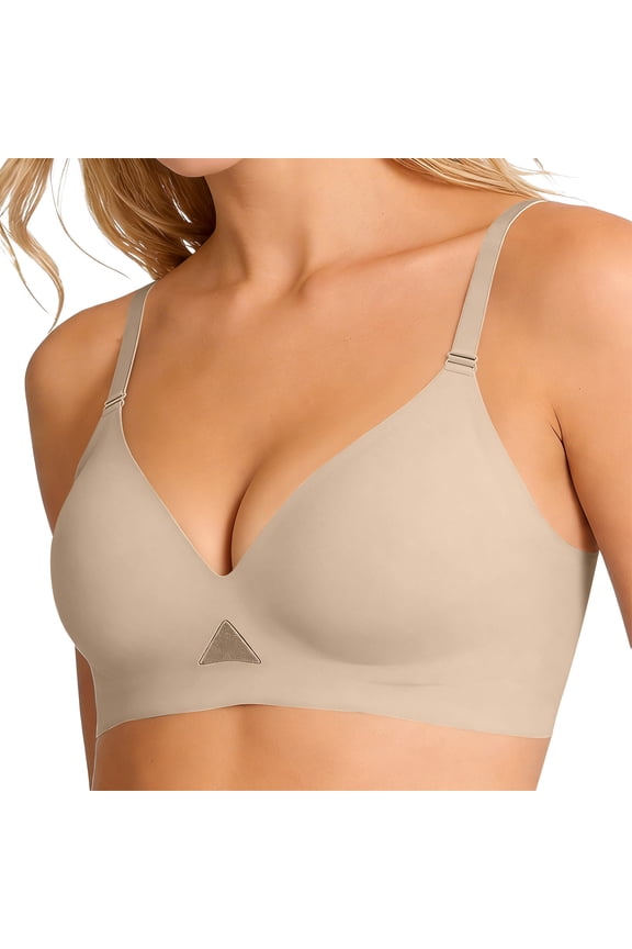 Bras for Women Textured Detail Soft Look Breathable Warm Weather Comfort All Day Lounge Comfort Streamlined Everyday Look Daily Commute Lounge Smooth Side Coverage Summer Beige M
