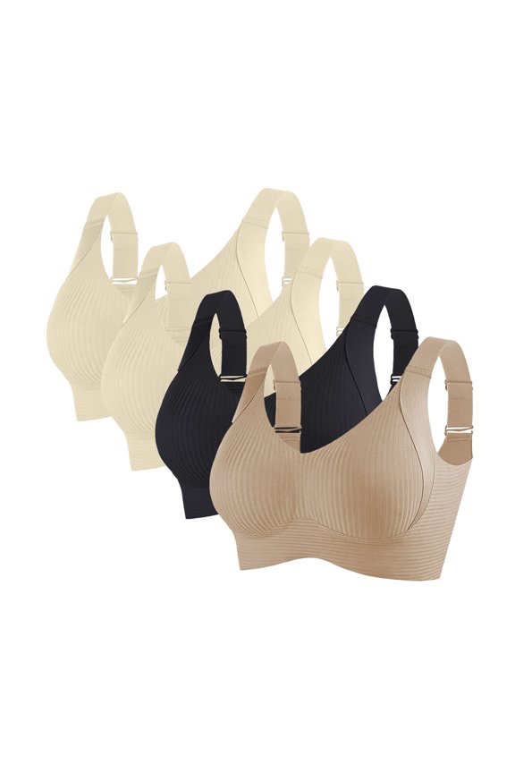 Bras for Women Thin Laceless Wireless Vest Bralette Comfortable Breathable Nylon Spandex Fabric Large Size Metal Front Closure Buckle for Everyday Wear 2Xl Size Sports Bras for Women