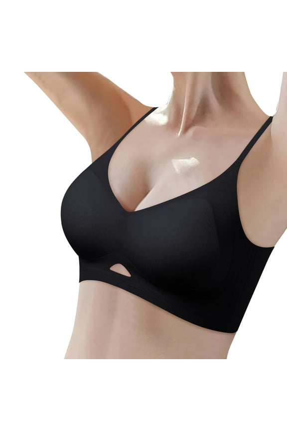 Bras for Women,Thin Seamless Vest Soft Support Large Chest Small Half Fixed Cup Breathable Bra Comfort and Versatile Wear,Sports Bras for Women,Black,S