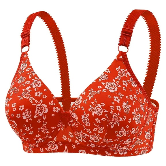 Bras for Women No Underwire, Audhol Ladies Back Lace Underwear Lady Side Buckle without Gathered for The Movement Proof Bra Wireless Bras for Women Red 38