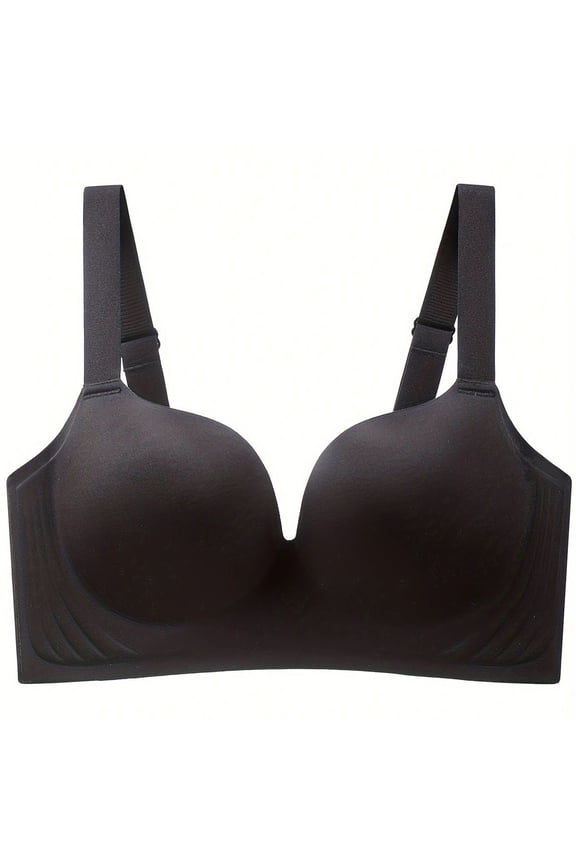 Bras for Women No Underwire Comfort Wireless Seamless Bra Ndbuld Women's Thin Series Sexy Underwire Assisted Breast Adjustment Bra Black,M
