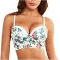 thumbnail image 1 of Womens Bras Underwire Print Bra and Comfortable Underwear Lingerie V-Neck Full-Coverage Bra Feature Hook and Eye Closure Nursing Bra Steel M, 1 of 7