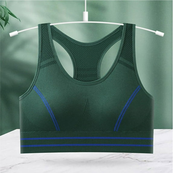Bras for Women No Underwire Push up Medium Support Wireless Sports Bras Lightly Lined Seamless Racerback Bra Underarm Smoothing Stretch Push up Bras Full Coverage Everyday Bras Green L