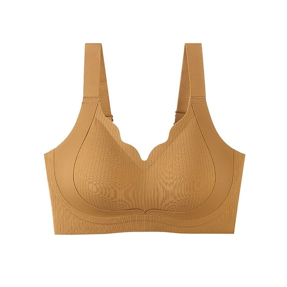 Bras for Women No Underwire Push up New Push up Bras for Women Comfortable Seamless Wireless Support Bralettes Plus Size Everyday Bras Underwear Style B-32 Coffee