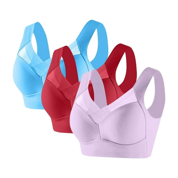 Bras for Women No Underwire Supportive Push Up Plus Size T-Shirt Bra Push Up Bra Ndbuld 3PC Women's No Steel Ring Lactation Bra Back Adjustment Yoga Running Bra Purple XL