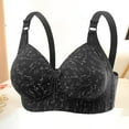 thumbnail image 1 of Bras for Women No Underwire Wireless Bras Ndbuld Women's Non Steel Hoop Gathered Middle Button Breastfeeding Breathable Elastic Underwear Daily Bra Black XL, 1 of 5