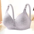 thumbnail image 1 of Bras for Women No Underwire Wireless Bras Ndbuld Women's Non Steel Hoop Gathered Middle Button Breastfeeding Breathable Elastic Underwear Daily Bra White XL, 1 of 5