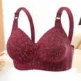 thumbnail image 1 of Bras for Women No Underwire Wireless Bras Ndbuld Women's Non Steel Hoop Gathered Middle Button Breastfeeding Breathable Elastic Underwear Daily Bra Wine L, 1 of 5