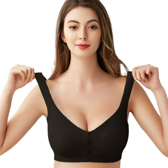 Bras for Women no Underwire - Women's Seamless Nursing Bralette Breathable Ice Silk Maternity Bra Wireless Comfortable Padded Pregnancy Underwear for Breastfeeding - Push Up Bra,Color:Black,Size:3XL