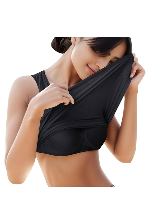 Bras for Women,Upgraded Seamless Camisole Undershirt for Women Built-in Removable Bra Pads Sleeveless Soft Innerwear Summer,Sports Bras for Women,Black,M