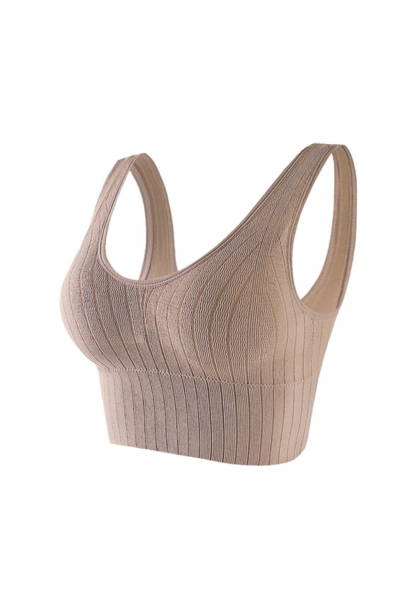 Bras for Women Wide Shoulder Support Vest Bra for Everyday Comfort with U-Shaped Chest Pad and Detachable Straps Solid Color Seamless Fit for All-Day Wear Brown One Size