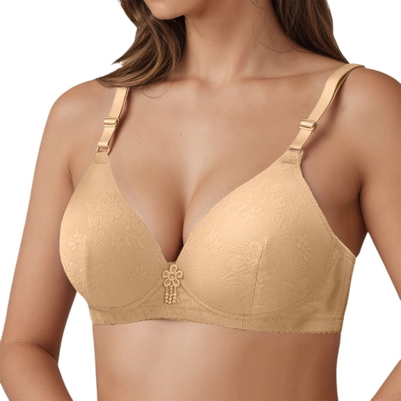 Bras for Women,Wirefree Bras For Women Full Coverage Soft Cup TShirt Bra Everyday Comfortable Support NonPadded Underwire,Sports Bras for Women,Khaki,38