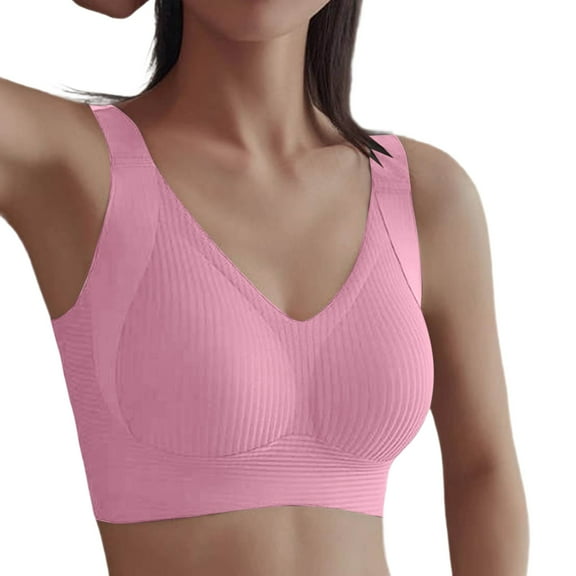 Bras for Women,Wireless Seamless Full Coverage Support Bra For Women Comfortable No Underwire Plus Size Daily Wear And Sleep,Sports Bras for Women,Pink,L