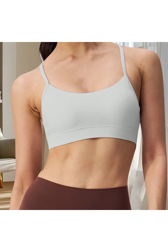 Bras for Women, Women's High Support Full Coverage Racerback Sports Bra Women's Fixed Strappy Bare Sports Bra Back Elasticated Yoga Top Detachable Fitness Tank Top Nursing Bra High Impact Workout