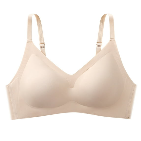 Bras for Elderly Women Lightly Lined Bra Feature V-Neck Strapless Bra Style W-931 Beige S
