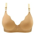 thumbnail image 1 of Bras for Lady No Underwire Padded Casual Push up Bra for Womens - Soft Cup Wireless Brassiere Striped Bralette Daily Underwear Tops Beige L, 1 of 3