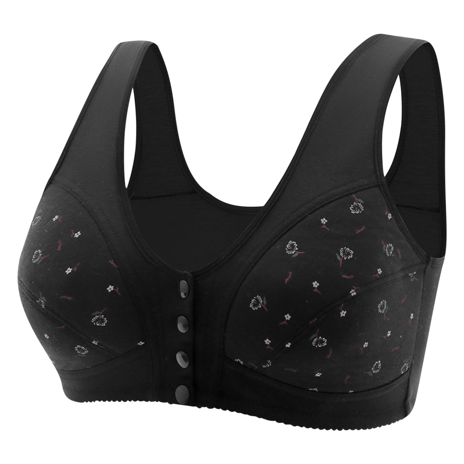 Bras for Older Ladies, Everday Bra for Seniors, Front Close Button Underwear, Full Support Wide