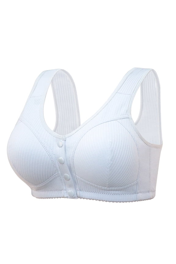 Bras for Older Women, Comdrip Women Lace Front Button Shaping Cup Adjustable Shoulder Strap Large Size Bra Front Closure Bras for Older Women White S