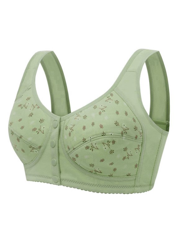 Bras for Older Women, Comfortable Convenient Front Close Button Bras for Older Women No Underwire Mint Green 34