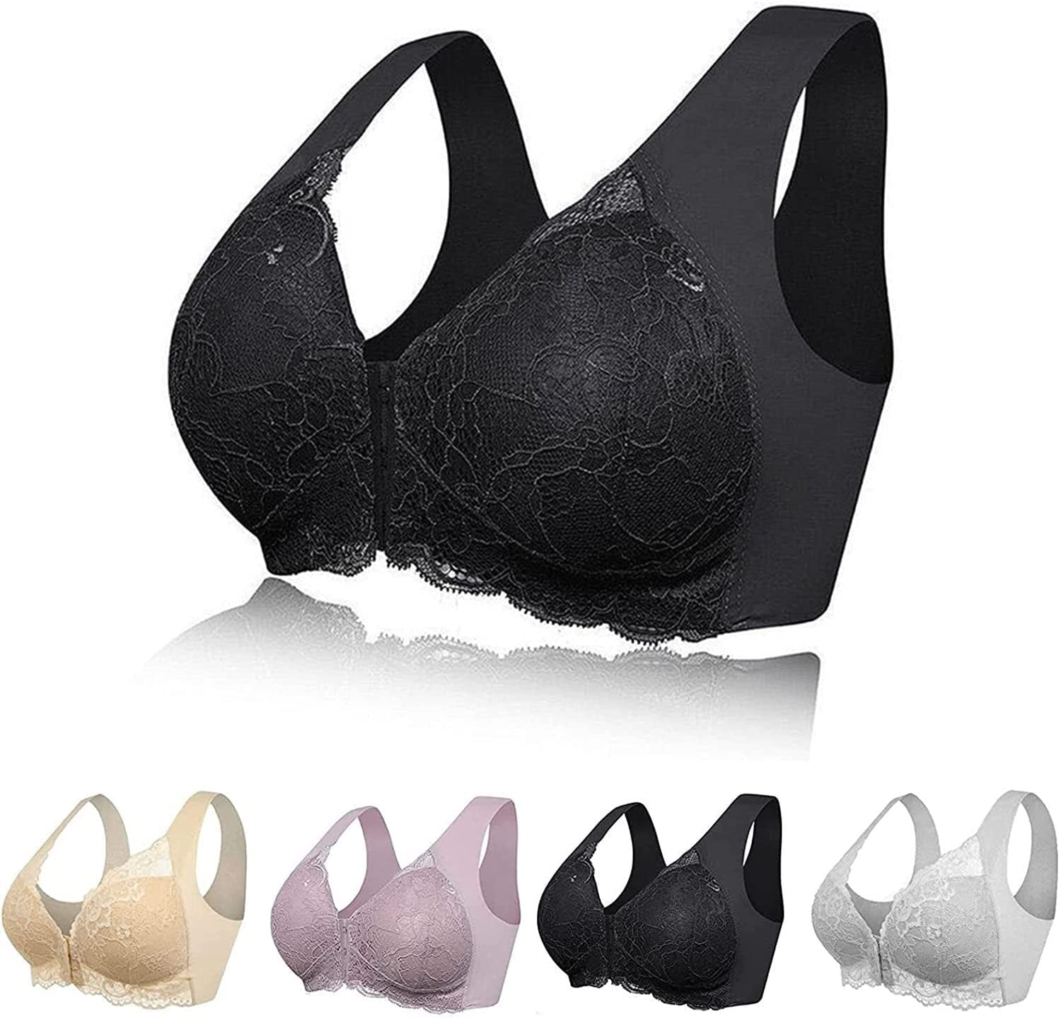 Women's Push Up No Wire Sports Bras - Seamless Comfortable T-Shirt Bras With Convertible Straps, Hides Back Fat