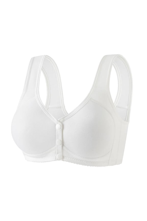 Bras for Older Women Front Closure Bras for Senior, Wirefree Snap Closing Bra, XL