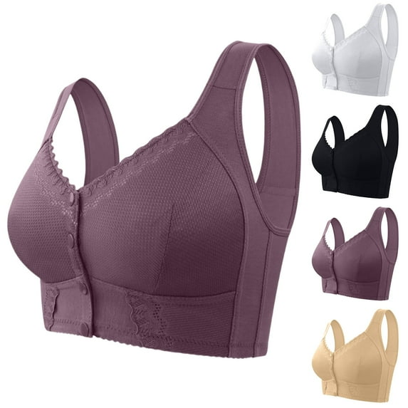 Bras for Women No Underwire 2025 - Front Closure Daisy Bra, Full Coverage Plus Size Bralette, Breathable Push Up Seamless Everyday Wear