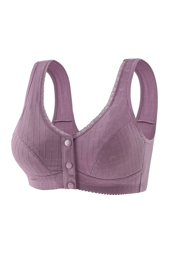Bras for Older Women Front Closure Full Coverage Push Up Comfortable No Underwire Seamless Plus Size Everyday Bra,Purple,42 C
