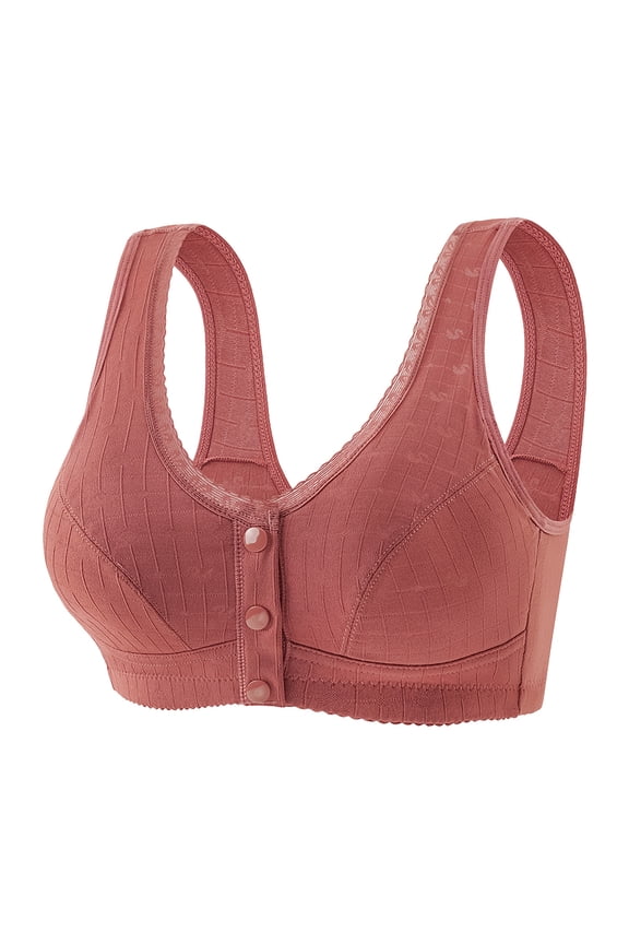 Bras for Older Women Front Closure Full Coverage Push Up Comfortable No Underwire Seamless Plus Size Everyday Bra,Red,38 C