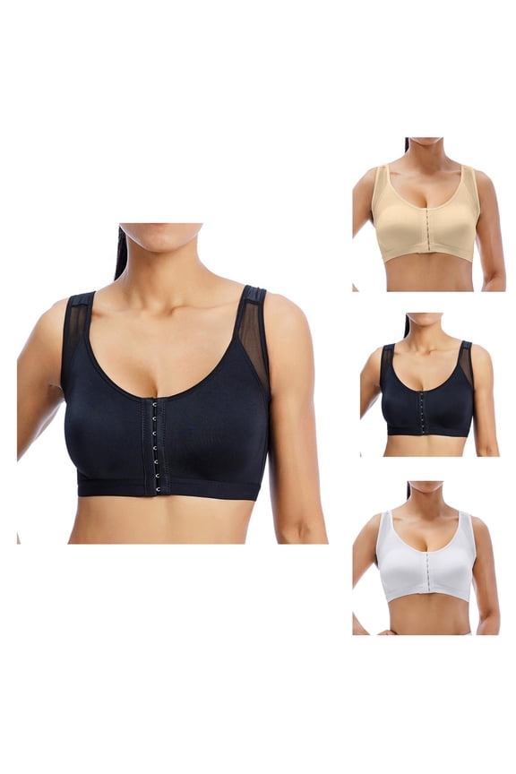 Bras for Older Women Front Closure Posture Corrector Bra for Seniors Full Coverage Front Closure Support Bra