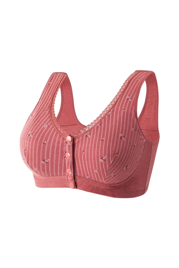 Bras for Older Women Front Closure Support, Plus Size Bras for Women, Padded Bra, Everyday Underwear Basic Sleeping Bra, Large Cup