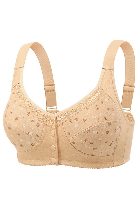 Bras for Older Women Front Closure Support, Plus Size Bras for Women, Padded Bra, Everyday Underwear Basic Sleeping Bra, Large Cup
