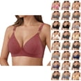 thumbnail image 1 of Bras for Older Women Plus Size Deep V Neck Jacquard Thin Cup Wireless Push Up Bralette Everyday Bra, 1 of 4