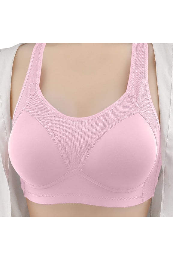 Bras for Older Women Plus Size Soft Cotton Wireless Breathable Mesh Bra Modesty Bandeau Thin Cotton Bra for Mature Women Bras for Women Full Coverage