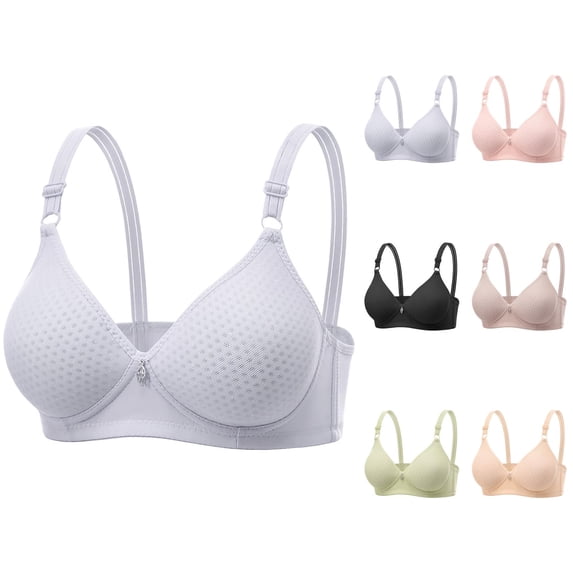 Bras for Older Women Summer Breathable V Neck Wireless Push Up Bralettes Comfortable Everyday Bra