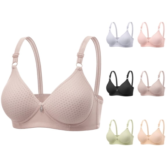Bras for Older Women Summer Breathable V Neck Wireless Push Up Bralettes Comfortable Everyday Bra
