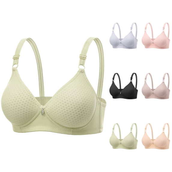 Bras for Older Women Summer Breathable V Neck Wireless Push Up Bralettes Comfortable Everyday Bra