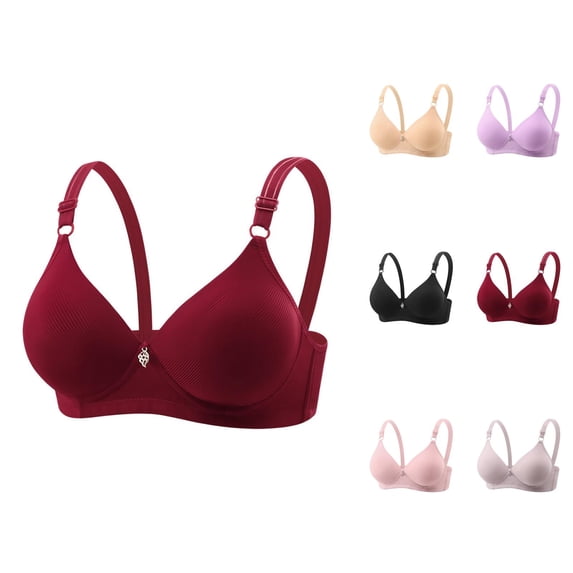 Bras for Older Women Summer V Neck Soft Knit Wireless Push Up Bralettes Comfortable Everyday Bra