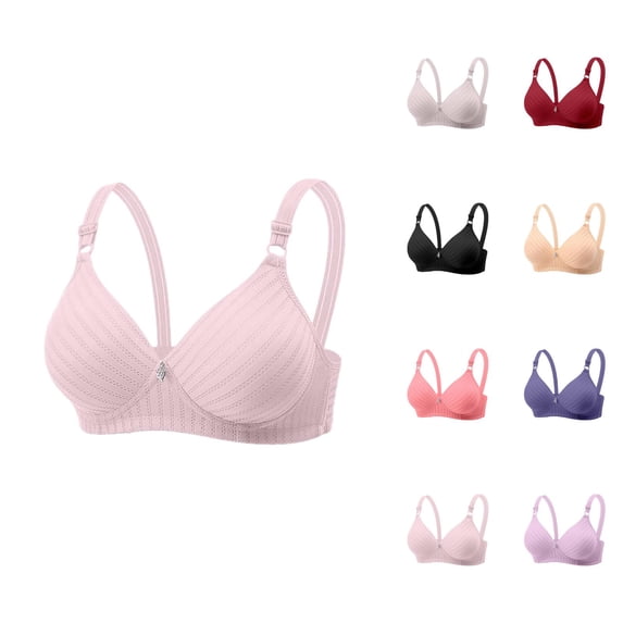 Bras for Older Women Summer V Neck Wireless Push Up Bralettes Comfortable Everyday Bra