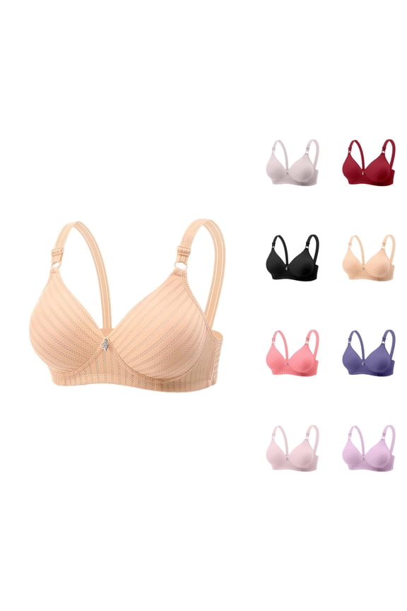 Bras for Older Women Summer V Neck Wireless Push Up Bralettes Comfortable Everyday Bra