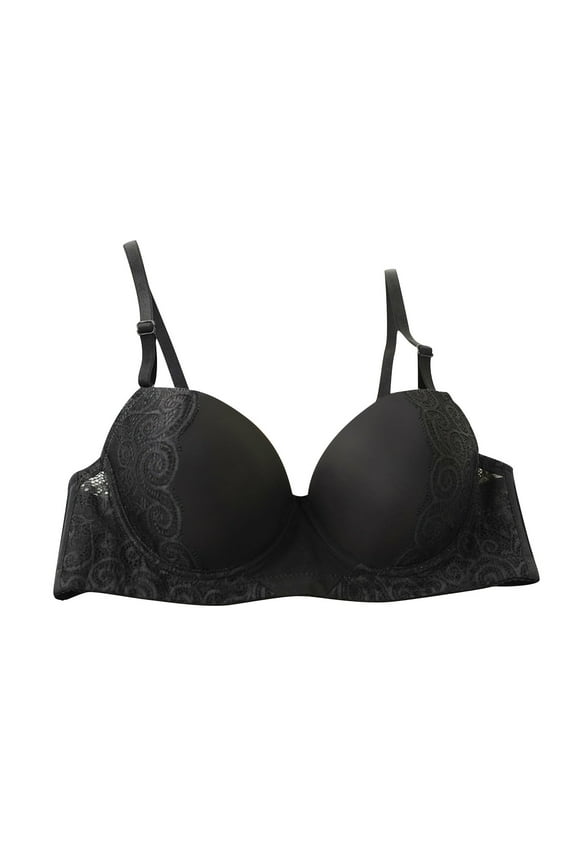 Bras for Plus Size Women Convertible Bra Feature V-Neck Wire-Free Bra Style W-265 Black 80B