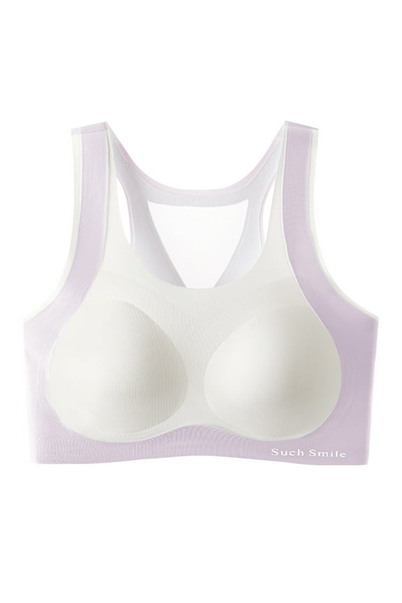 Bras for Teen Seamless Training Bras for Girls Racerback Teen Bras Soft Lightweight Breathable Sports Bra with Padding Purple XL